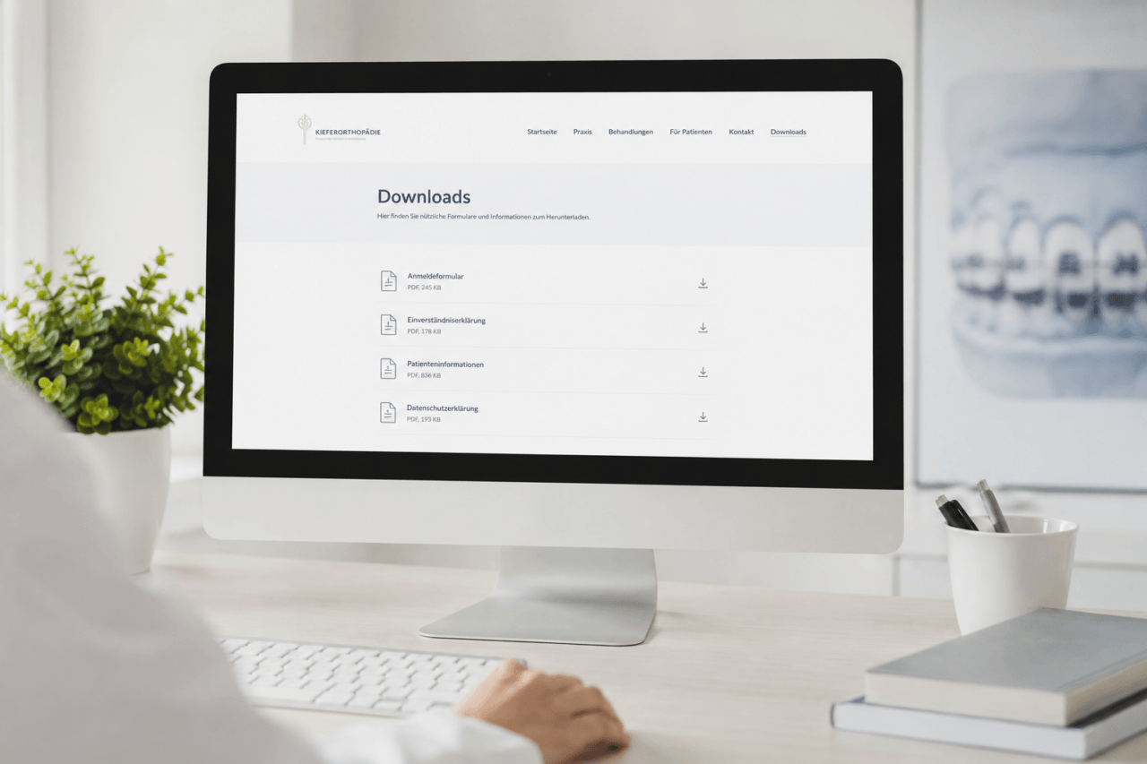 Digitales Patientenformular auf einem Computerbildschirm