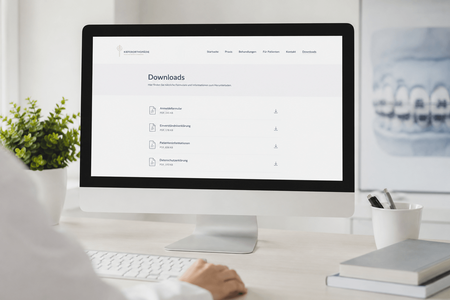 Digitales Patientenformular auf einem Computerbildschirm