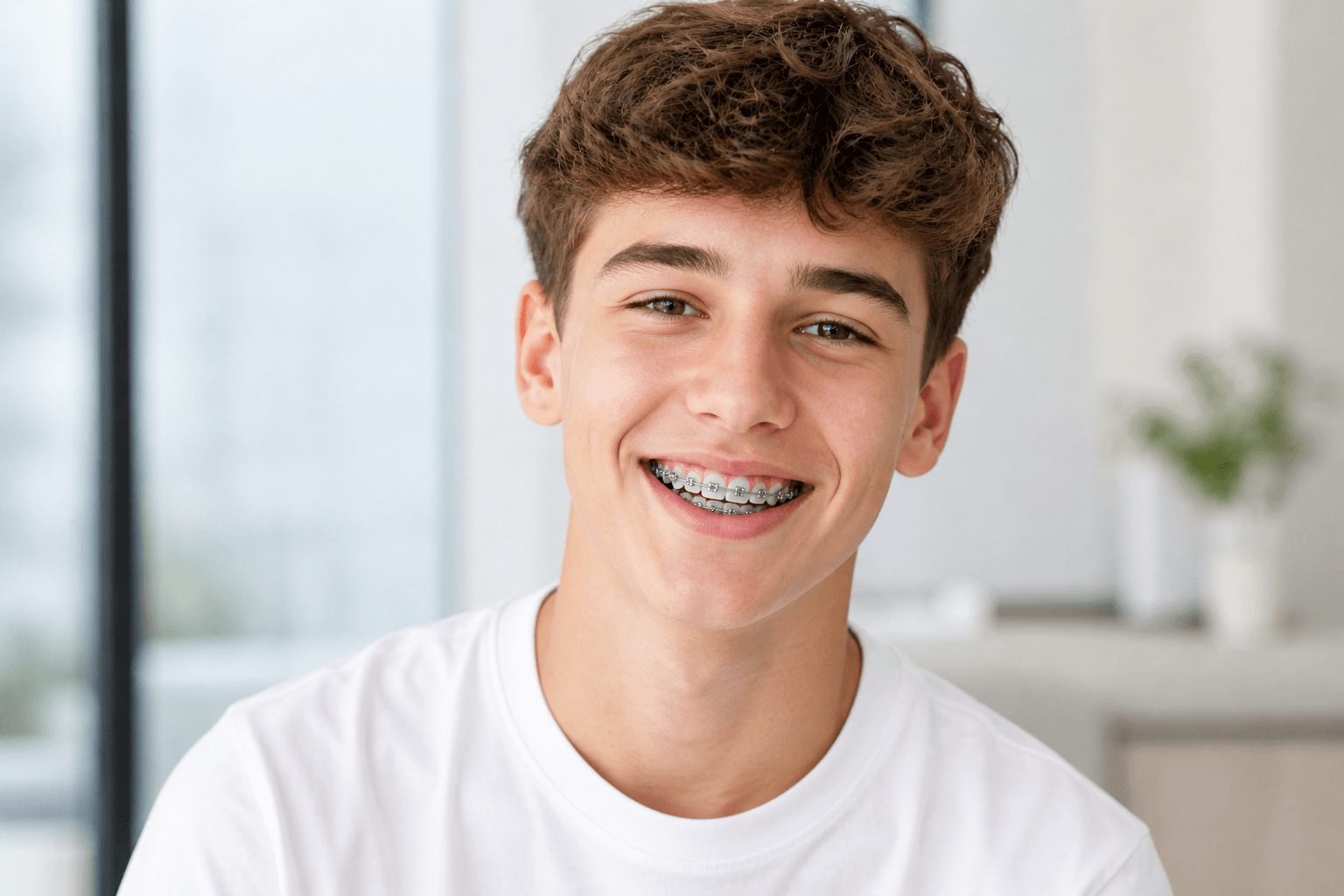 Erwachsene Patientin mit Brackets