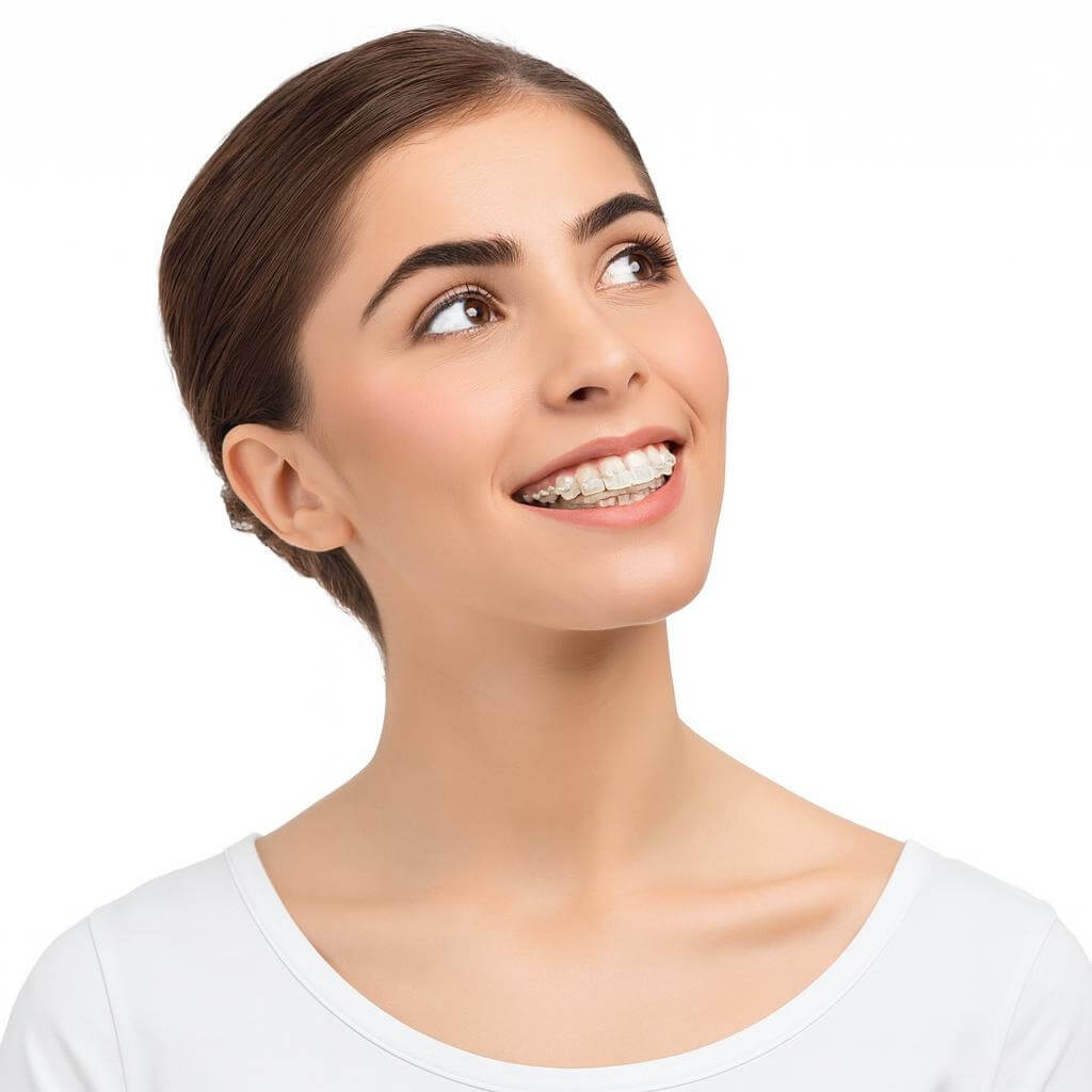Porträt einer Frau mit fester Zahnspange