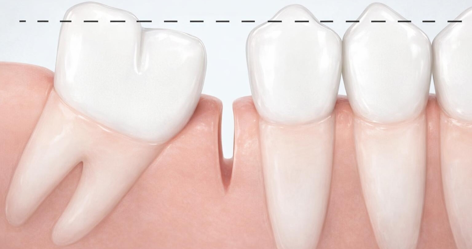 Illustration einer Zahnlücke (Diastema) zwischen den Frontzähnen