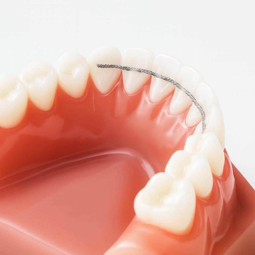 Retainer-Draht auf einem Zahnmodell